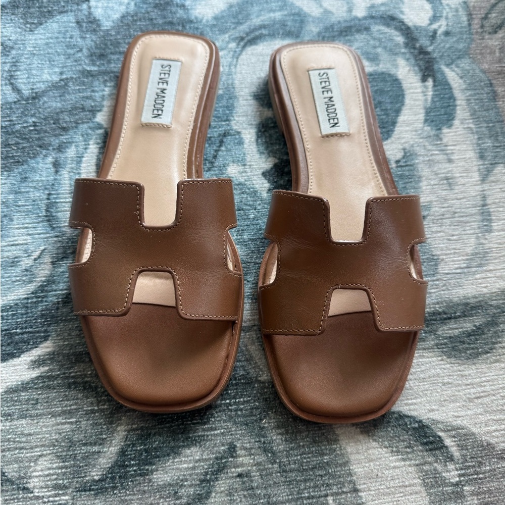 Steven Madden Hayden cognac Leather slide size 6.5